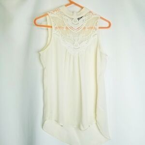 Heart Soul tank blouse‎ crochet lace chest coastal cowgirl size Medium Cream